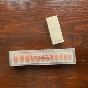 STATIC NAILS BRAND NEW IN BOX WITH EXTRA GLUE PEACH FIZZ COFFIN SET